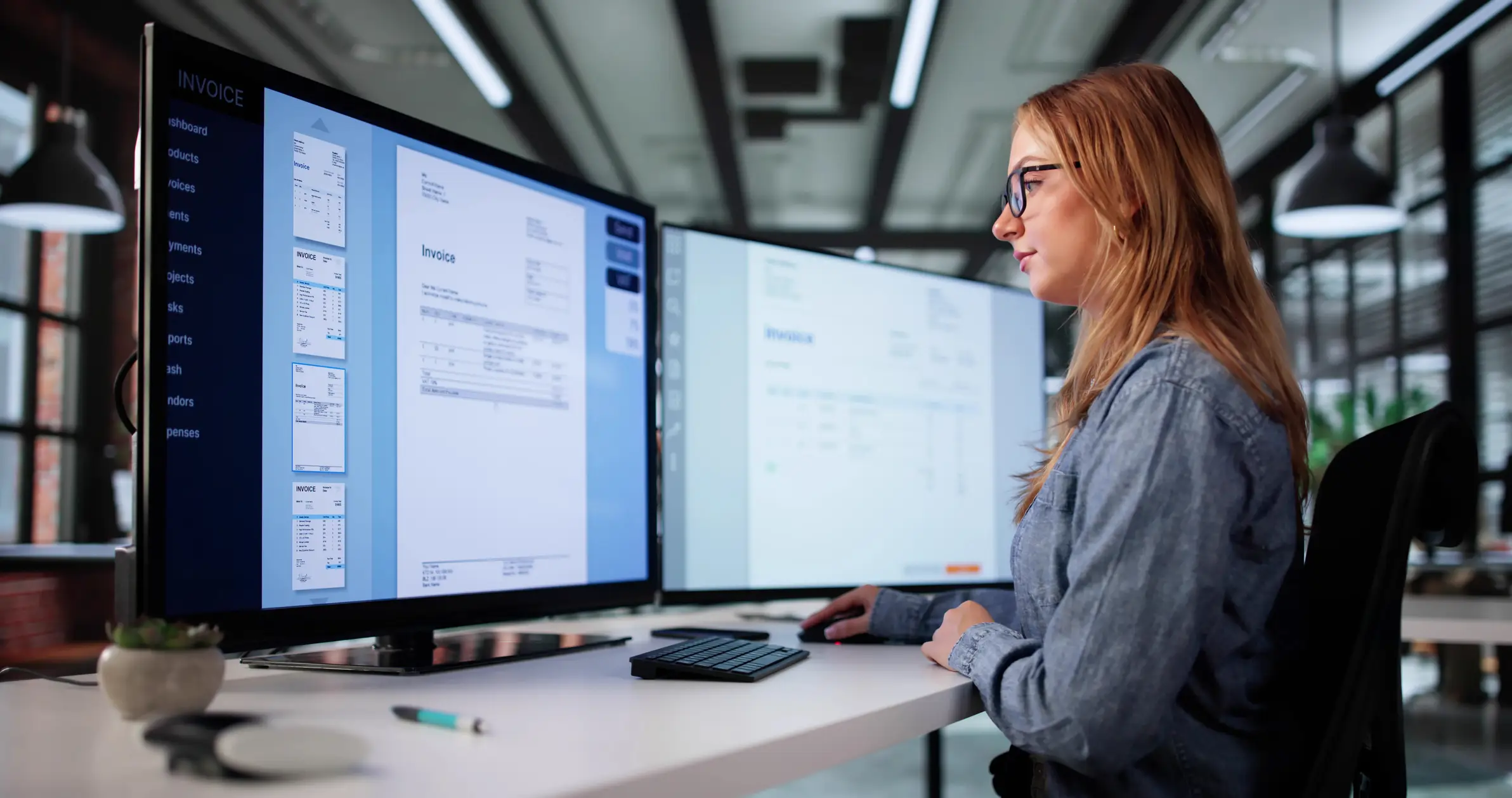 woman working at computer